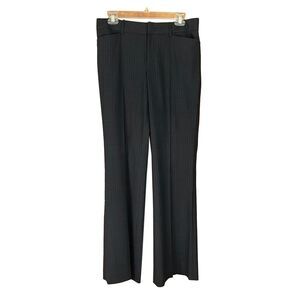 Club Monaco Women's Wide Leg Trouser Pants Size 6 Charcoal Pinstripe Wool Blend